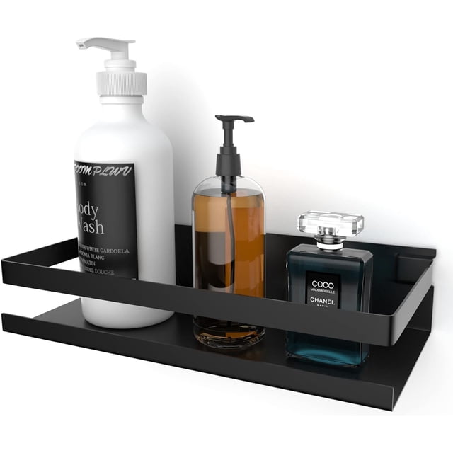 Soporte de ducha sin perforación, soporte de ducha de baño autoadhesivo de acero inoxidable SUS304 (negro)