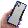 thumbnail image 4 of Nakedcellphone Acrylic Hybrid Series Compatible with Motorola One 5G Ace Case - [Black/Blue] Clear Back Panel, TPU Rubber Trim, Anti-Shock Phone Cover for XT2113, 4 of 7