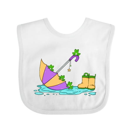 

Inktastic Cute Frogs in a Umbrella with Boots Gift Baby Boy or Baby Girl Bib