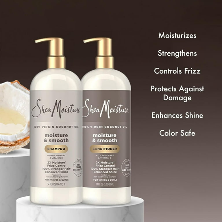 SheaMoisture Shampoo and Conditioner, Moisture and Smooth, 34 Oz