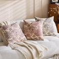 thumbnail image 3 of Floral Vintage Pillow Covers 18x18 Inch Set of 2 Block Print Pillow Covers Decorative Throw Pillow Covers Neutral Accent Couch Pillows for Living Room Sofa Boho Farmhouse Home Decor, 3 of 6
