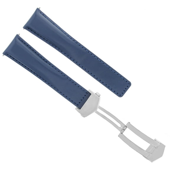 20MM SMOOTH LEATHER WATCH BAND STRAP FOR TAG HEUER CARRERA CALIBRE   CLASP BLUE