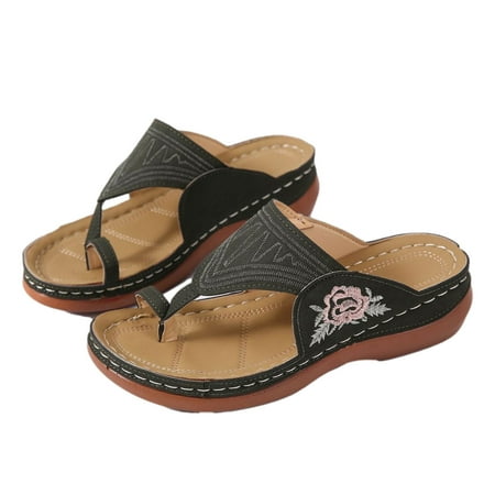 

FAVIPT Summer Sandals for Women 2023 Clearance Sandals Women Dressy Summer Comfortable Flip Flops with Arch Support Flower Hollow Thong Clip Toe Wedge Sandals Lightweight Ladies Beach Shoes Slipper