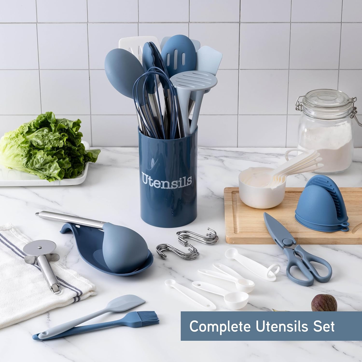 COOK WITH COLOR Silicone Cooking Utensils Set, Heat-Resistant, Nonstick Kitchen Gadgets (38 Pieces)