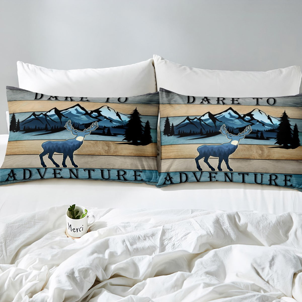 YST Hunting Bed Set Cute Deer Duvet Cover, Jungle Animal Bedding Set Full  Rustic Lodge Cabin Comforter Cover, Woodland Wildlife Bed Cover Dare to  Adventure Print Decor (Zipper Closure) 
