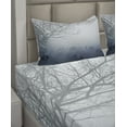 thumbnail image 4 of Ambesonne Landscape Fitted & Top Sheet Set with Shams, Idyllic Forest Rain View, Dark Slate Blue Grey, 4 of 5