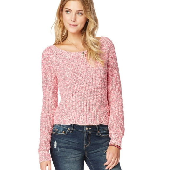 Aeropostale Womens Marled Knit Pullover Sweater, Pink, Juniors, X-Large