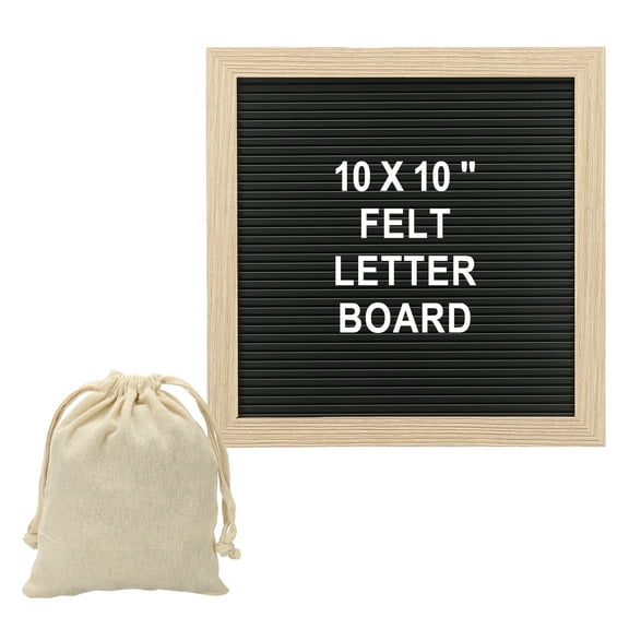 Uxcell Felt Letter Board, 10x10" Black Brown Plastic Message Board, White Letter