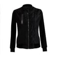 thumbnail image 5 of BeQeuewll Bomber Jacket for Lady Zipper Up Autumn Retro Patchwork Coat, 5 of 6