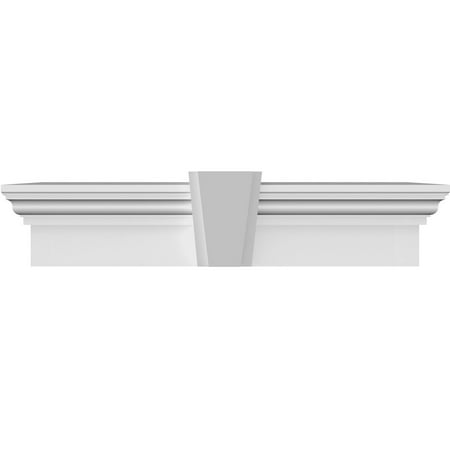 

Ekena Millwork 107 Bottom Width x 113 1/4 Top Width x 9 H x 1 P Traditional Crosshead w/ Deco Keystone