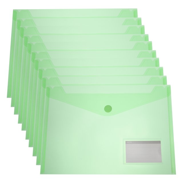 Unique Bargains Plastic Envelopes Folder, 25Pcs A4 Letter Size with Label Pocket File Bag Green