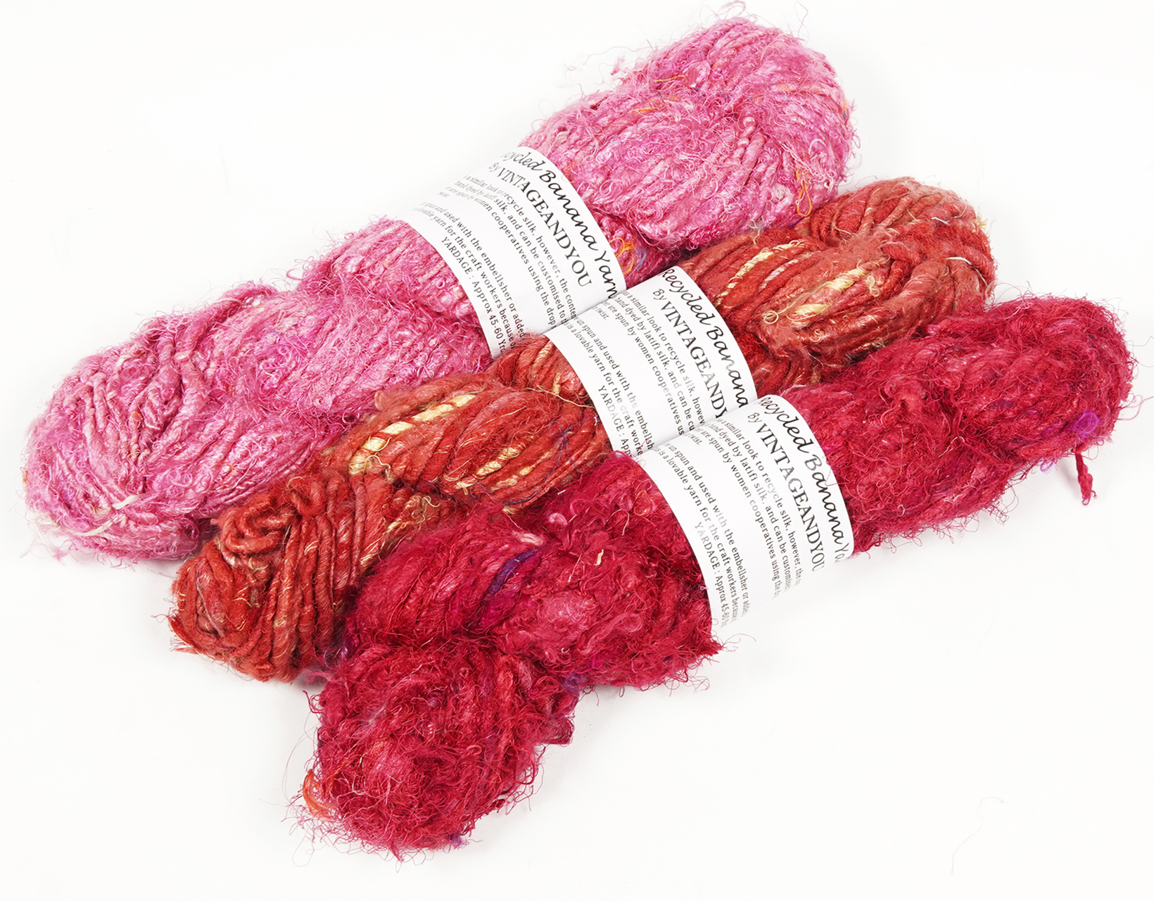 Vintageandyou 300g Recycled Banana Silk Yarn Skein - Pack of 3 | Natural Color Hand-Spun Viscose Banana Fiber Yarns for Knitting, Art Weaving & DIY Crafts - Soft Textured Yarn (Natural)