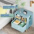 thumbnail image 3 of Night Stand, Blue Kids Nightstand with Drawer, Nursery Side Table with Open Storage, 2-Tier Modern End Table, Bedside Table for Small Space, Living Room, Bedroom, 3 of 8
