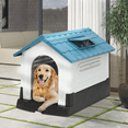 thumbnail image 5 of Magshion Folding Large Dog House Outdoor Plastic Doghouse with Adjustable Skylight and Elevated Base Water Resistant Pet House for Small, Medium, and Large Dogs (Blue, L23.5" W30.5" H30.0"), 5 of 11