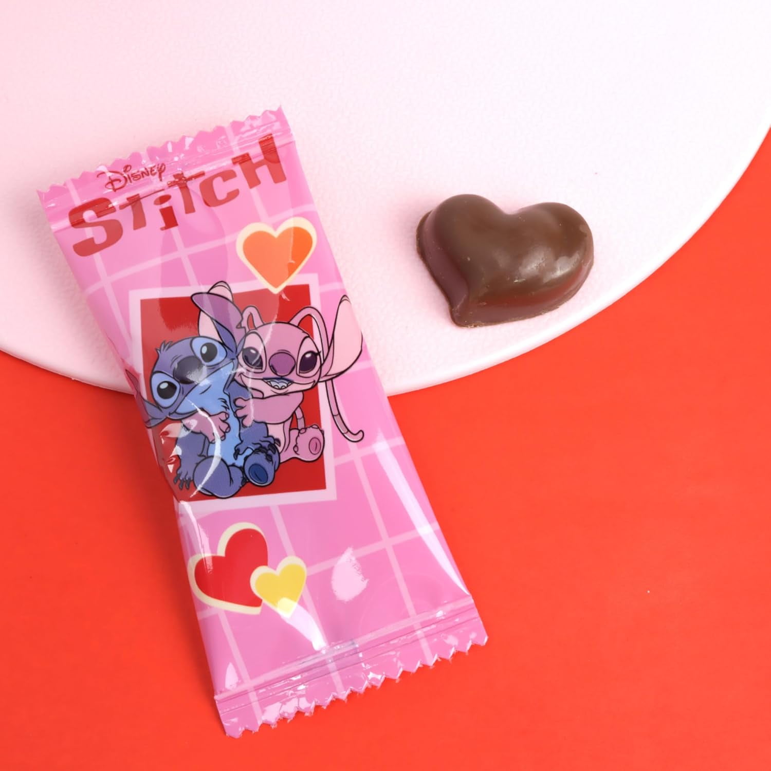 Lilo and Stitch Valentine’s Day Heart Box, 10 Individually Wrapped Milk Chocolates, Vday Candy Gift Set, 2.12 Ounces