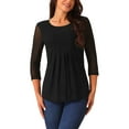 thumbnail image 1 of BLUSA TUNIC DE CUELLO REDONDO Y MANGAS 3/4 PLEGADA CASUAL PARA MUJER INSPIRE CHIC M NEGRO, 1 of 5