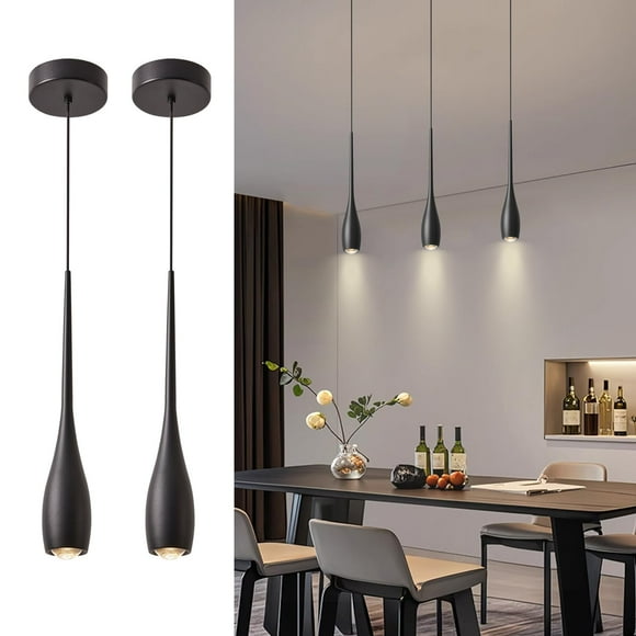 JULiN HOME Black Pendant Lights Kitchen Island, Modern LED Pendant Light Fixtures, Small Mini Pendant Lighting Dimmable Hanging for Bathroom, Bar, Di