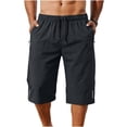 thumbnail image 2 of CIAKGIAF Capris for Men Casual Drawstring, Elastic Waist with Pockets Sporty 7/8 Length Pants Gray L, 2 of 6