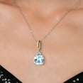 thumbnail image 3 of 925 Silver and 10K Yellow Gold Sky Blue Simulated Aquamarine and White Moissanite Pendant 2-Stone Necklace for Women | 6.23 Cttw | Gemstone March Birthstone | Cushion 12MM | With 18 inch Chain, 3 of 6