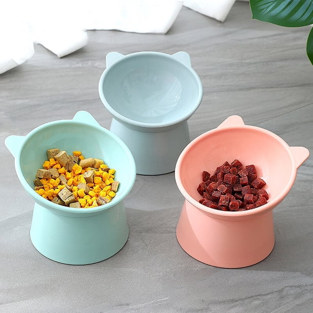 New Cat Bowl High Foot Dog Bowl Neck Protector Cat Pet Food Water Bowl Anti-tip Binaural Pet Feeding Cat Pet Dessert Bowl 2023Set C He Qiyong unisex
