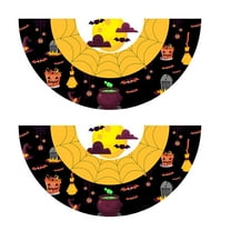 Halloween Bunting Fan Flag 2pcs Happy Halloween Bunting Flag Ghost Pumpkin Half Fan Banner for Holiday Indoor Outdoor Yard Decorations, 35.4inch