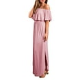 thumbnail image 2 of Women's Botanical Print Frill Bardot Neckline Ruffle Maxi Dress, 2 of 4