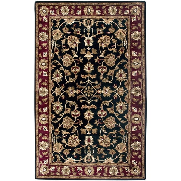 Alora Decor Sareena 9' x 12' Border Black Burgundy Sage Tan Off White Area Rug
