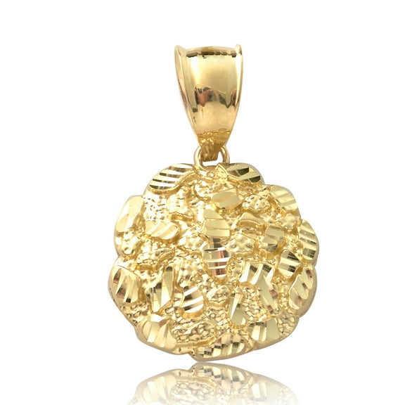LoveBling 10K Yellow Gold Small Round Nugget Charm (0.93" x 0.58")