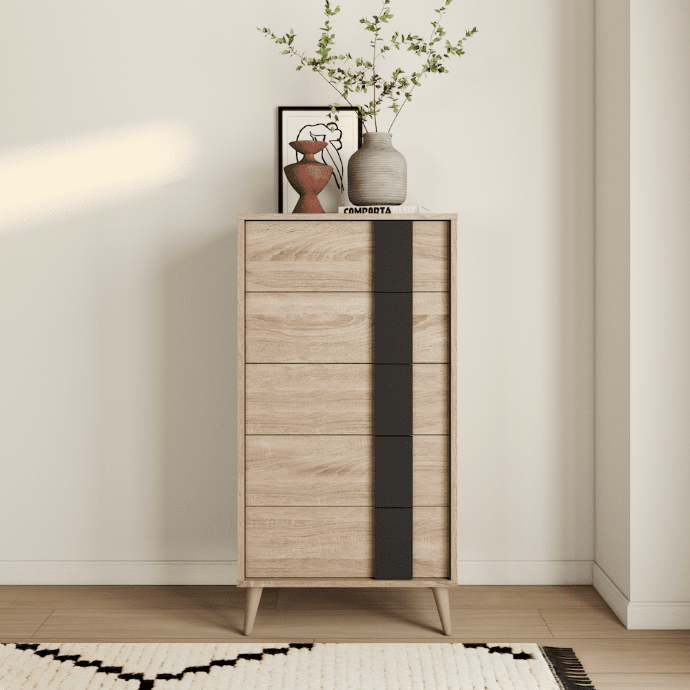 Novogratz Kelly 5 Drawer Dresser, Ivory Oak - Walmart.com