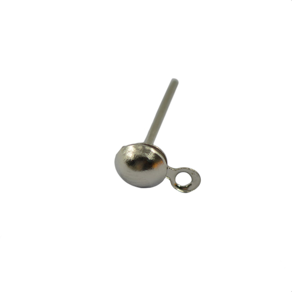 100Pcs Bulk Earrings Ear Stud Pin Post with Loop & Ball DIY Jewelry Gold/Silver 