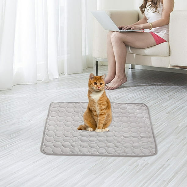 Tapete para gatos, cama transpirable y fresca para perros pequeños, tapete para mascotas de primavera/verano, antideslizante, plegable y portátil, de tela de algodón duradera, para la sala
