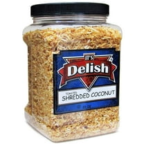Gourmet Toasted Unsweetened Coconut Fancy Shred Flakes by Its Delish - 22 Oz Jumbo Reusable Container Jar - Healthy Creative Snacks Favorite Food Crunch - Super Nutritious Roasted Shredded Coconut...