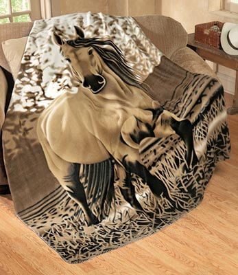 Cowboy Horse Prayer Cross Ultra Soft Flannel Fleece All Season Light Weight Living Room/Bedroom Warm Blanket