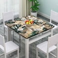 thumbnail image 2 of Fitted Elastic Edge Square Tablecloths, Green and Golden Leaves Polyester Table Cover, for Kitchen Dining Party Patio Tabletop Decoration, Fit for 36" x 36"Square Table, 2 of 5