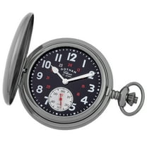 Gotham Men's Classic Gunmetal Plated Polished Case Double Hunter 17 Jewel Mechanical Pocket Watch # GWC18807BBK