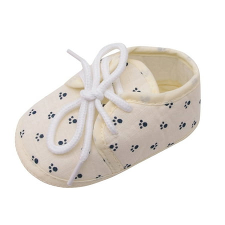 

YOHOME Newborn Baby Girls Shoes Letter Footprint Plaid Anti-Slip Footwear Crib
