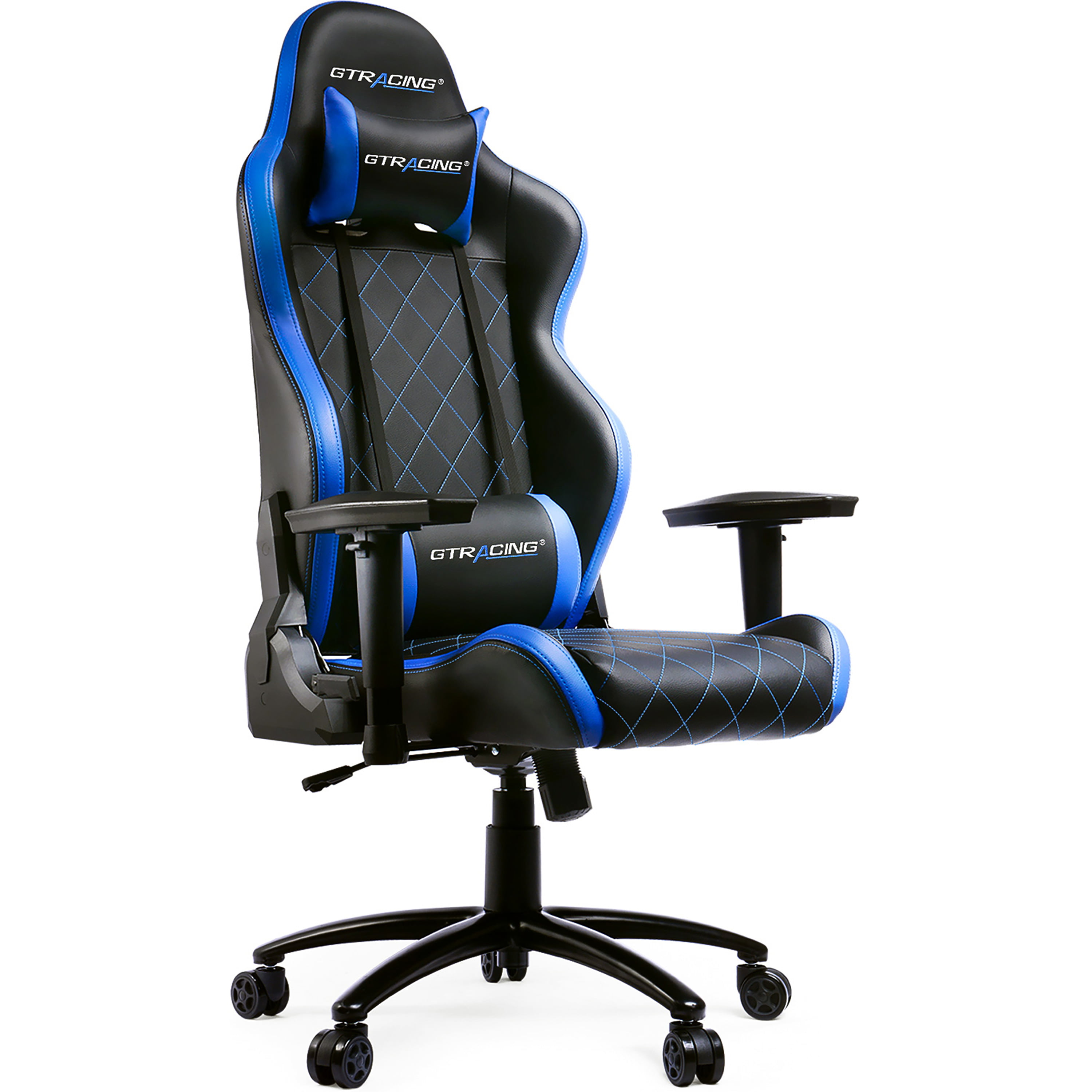 GTRacing Blue Executive Gaming Chair Luxury PU Leather High Back Office Desk US 