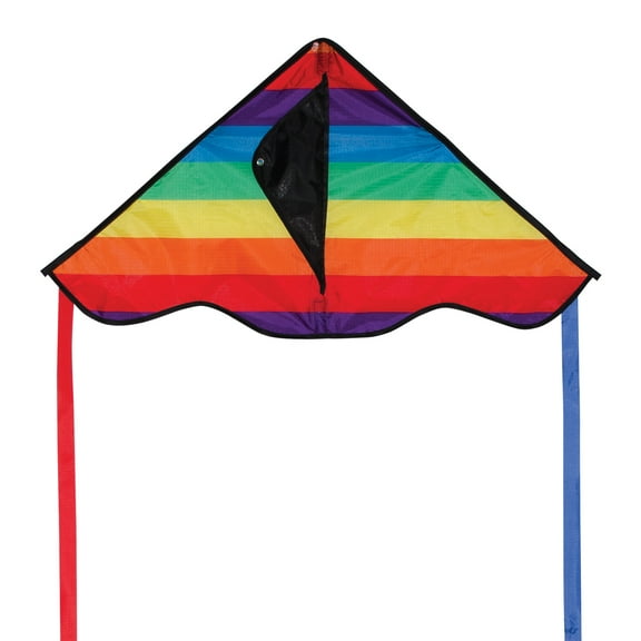 In the Breeze 3192 — Rainbow Stripe Delta Kite — Fun and Colorful Easy-Flying Single-Line Kite for All Ages