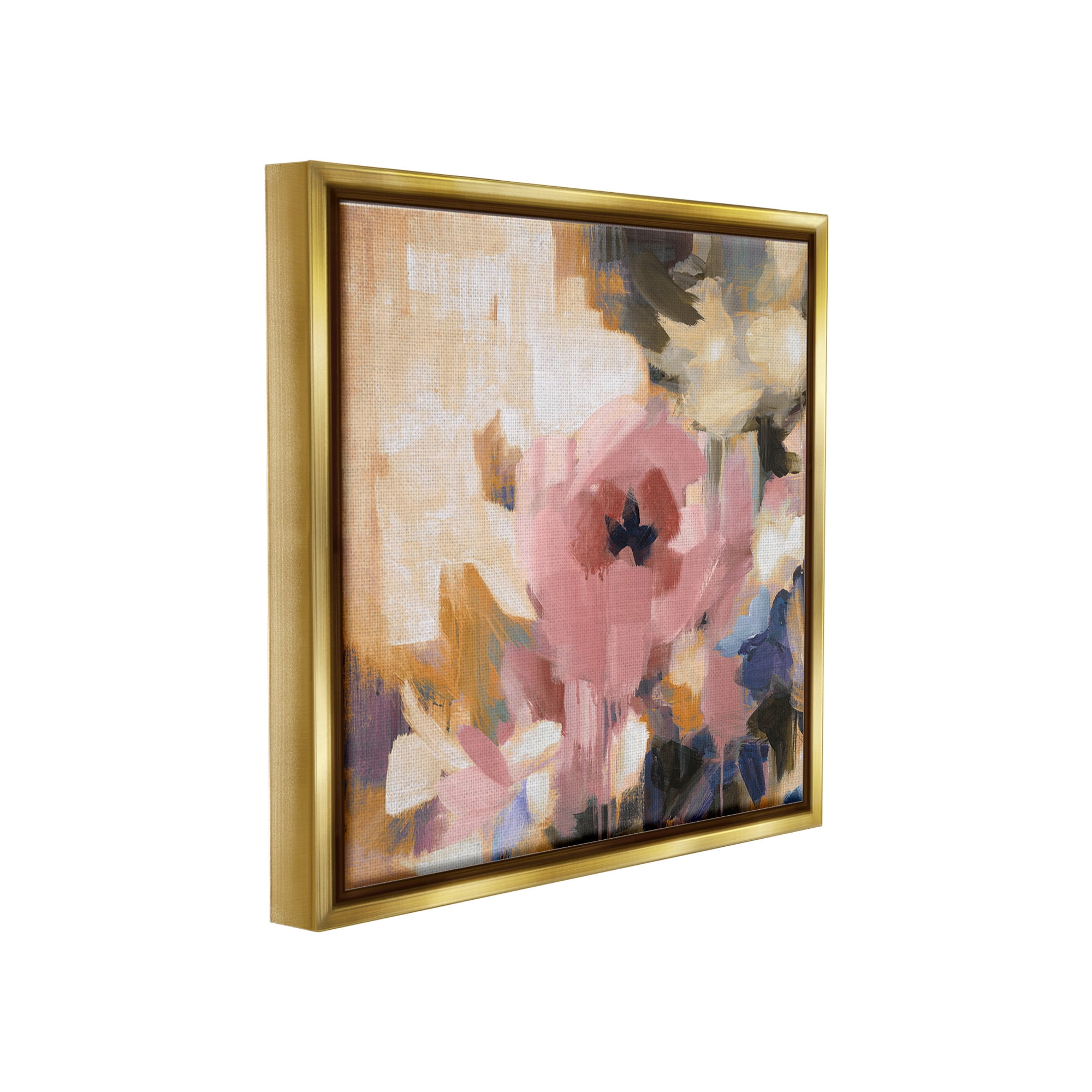 Stupell Industries Abstract Pink Blossom Botanical & Floral Painting Gold Floater Framed Canvas Art Print Wall Art, 25 x 25