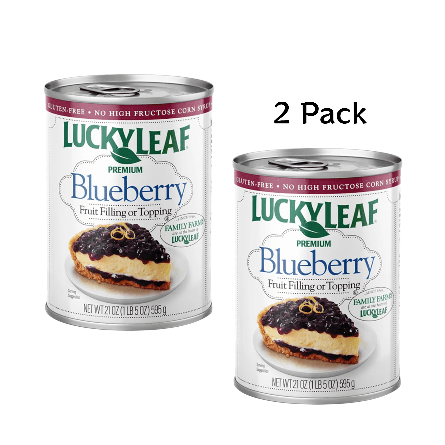 ( 2 Pack ) Lucky Leaf Fruit Filling Or Topping, Premium, Blueberry 21 Oz