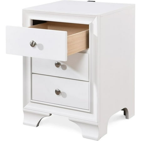 Click Decor - Edmond Traditional Wood 3-Drawer Night Stand - White