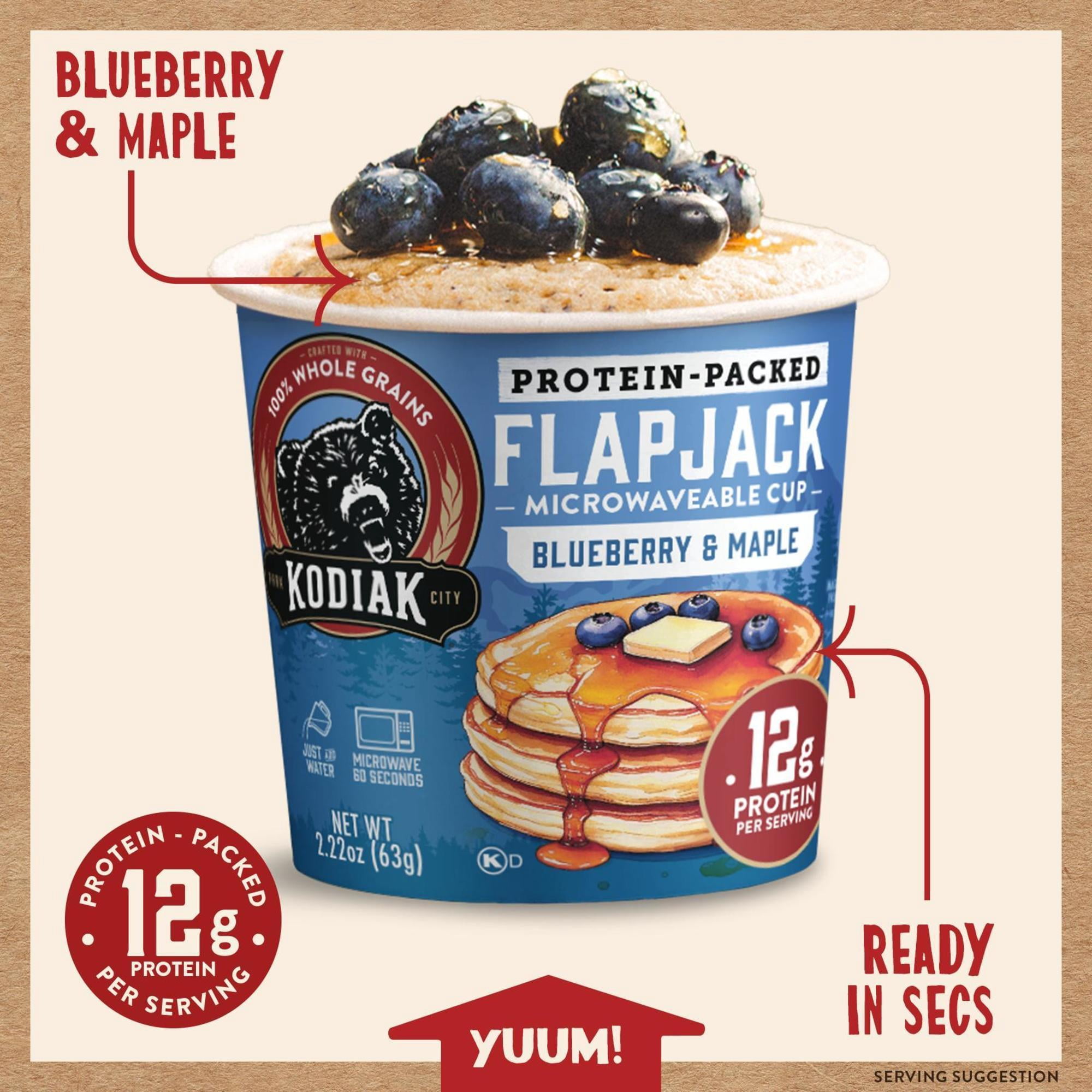 (12 pack) Kodiak Protein-Packed Blueberry and Maple Pancake Cup, 2.22 oz