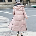 thumbnail image 4 of Tejiojio Coats Clearance Women's Winter Fashion Glossy Long Over-The-Knee Hooded Thick Padded Jacket Coat, 4 of 4