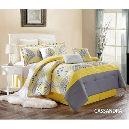 Unique Home Cassandra Comforter 7 Piece Bed Set Ruffled Bed In A