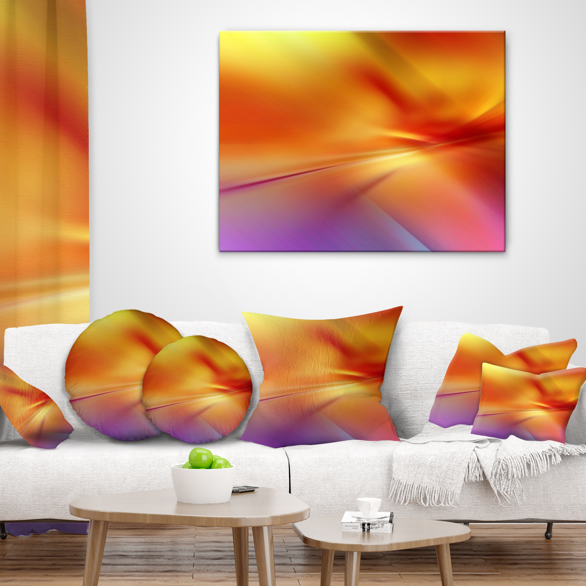 Designart Orange Red Art - Abstract Throw Pillow - 12x20