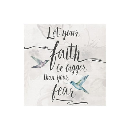 Faith Bigger Than Fear White Hummingbird 12 x 12 Wood Wall Sign Plaque