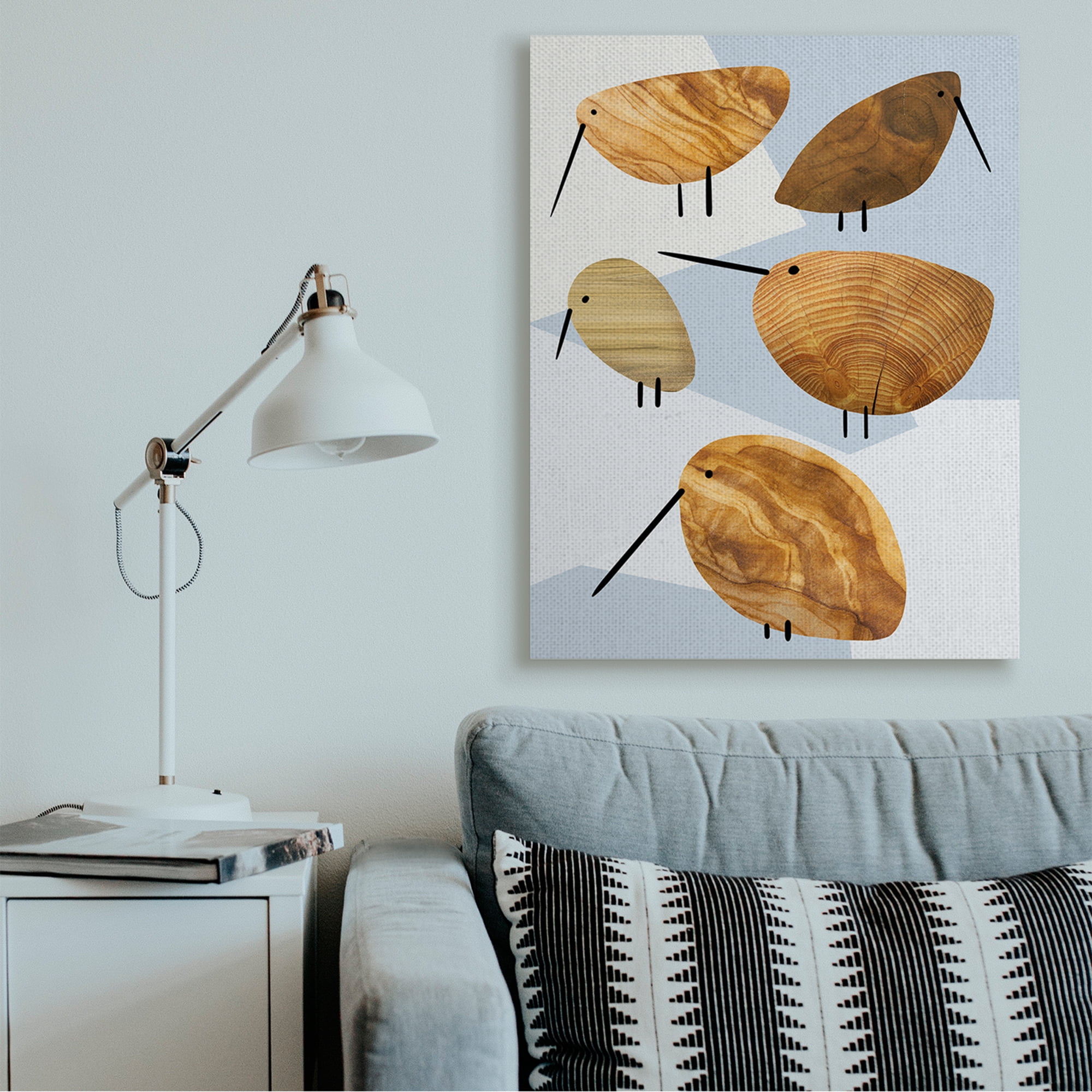 Stupell Industries Abstract Tree Pattern Birds Blue Geometric Shapes Canvas Wall Art by Daphne Polselli