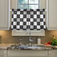 thumbnail image 2 of Yayeee Kitchen Curtains Tier Pair Light Filtering 27"x36" Rod Pocket Short Cafe Window Panel, Black White And Grey Plaid Pattern, 2 of 7