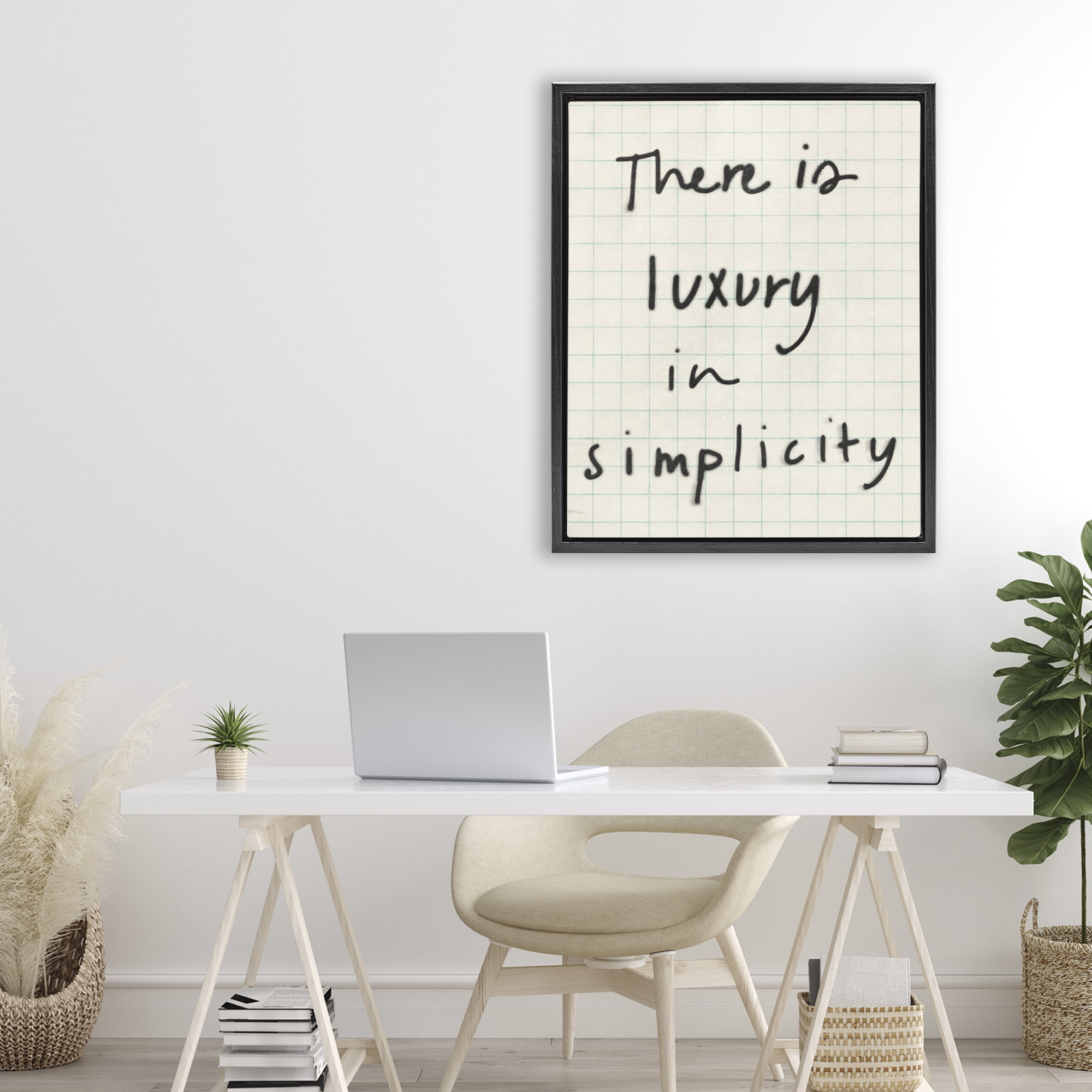 Stupell Industries Luxury In Simplicity Scrawl Black Framed Floater Canvas Wall Art, design by Victoria Barnes