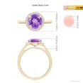 thumbnail image 4 of ANGARA Natural Round 1.7 ct Amethyst Cathedral Ring with Diamond Halo in 14K Yellow Gold for Women (Size-8mm) | February Birthstone, Anniversary, Jewelry Gift for Women | Natural Amethyst Ring, 4 of 9